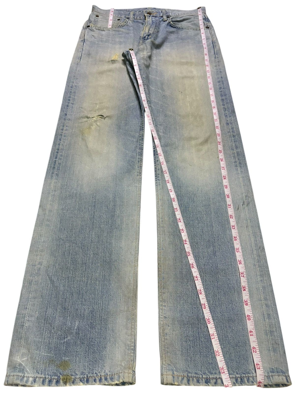 Edwin Vintage Edwin 505ZX Selvedge Mud Wash Distressed Loose Jeans Size US 30 / EU 46 - 14 Thumbnail