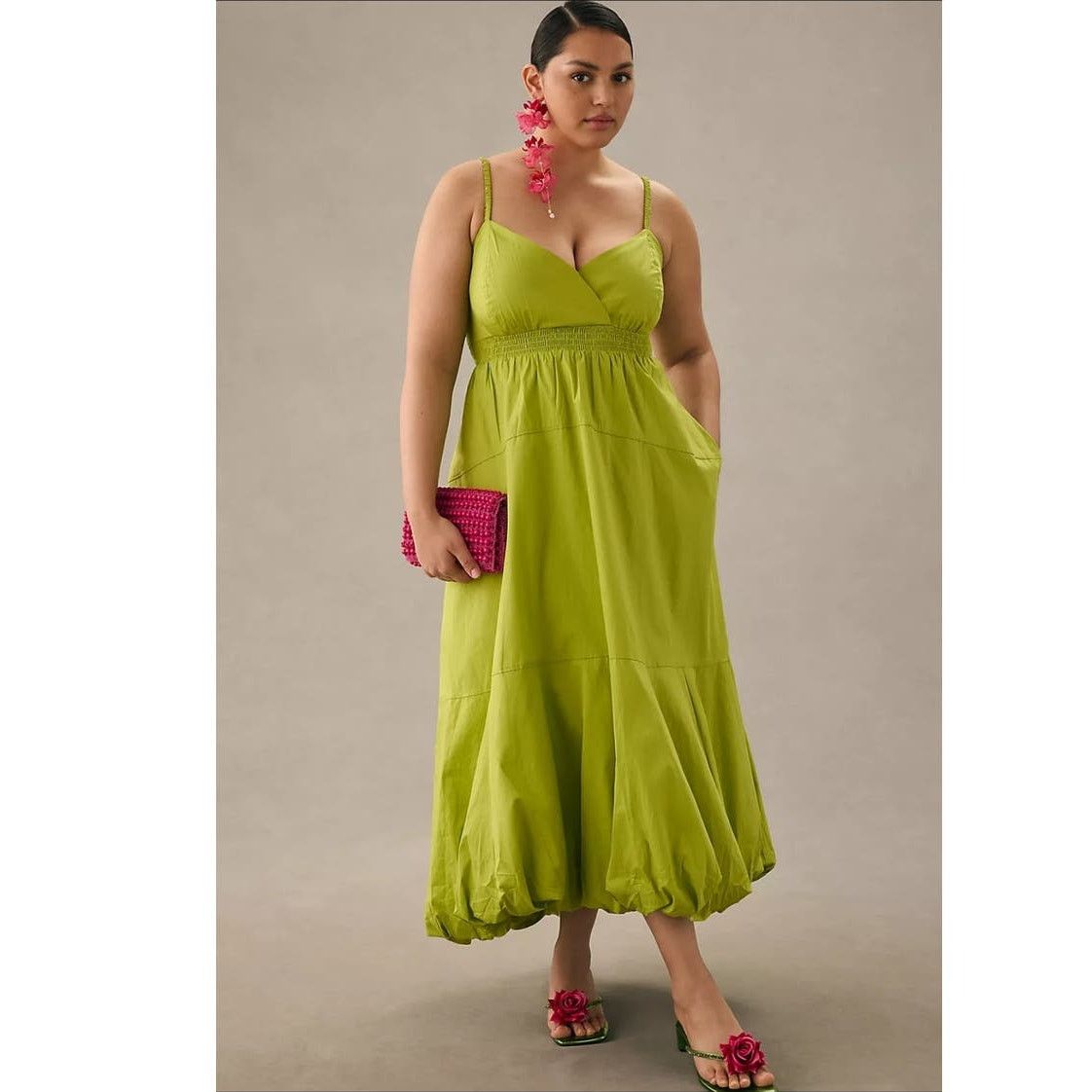 Anthropologie New By Anthropologie V-Neck Tiered Bubble-Hem Dress $170 L Size L / US 10 / IT 46 - 5 Thumbnail