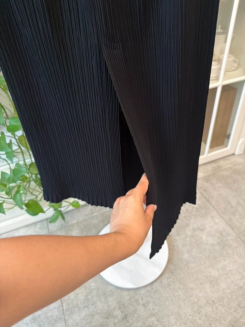Issey Miyake Issey Miyake size:2 Black toothpick vertical striped skirt Size 31" - 6 Thumbnail