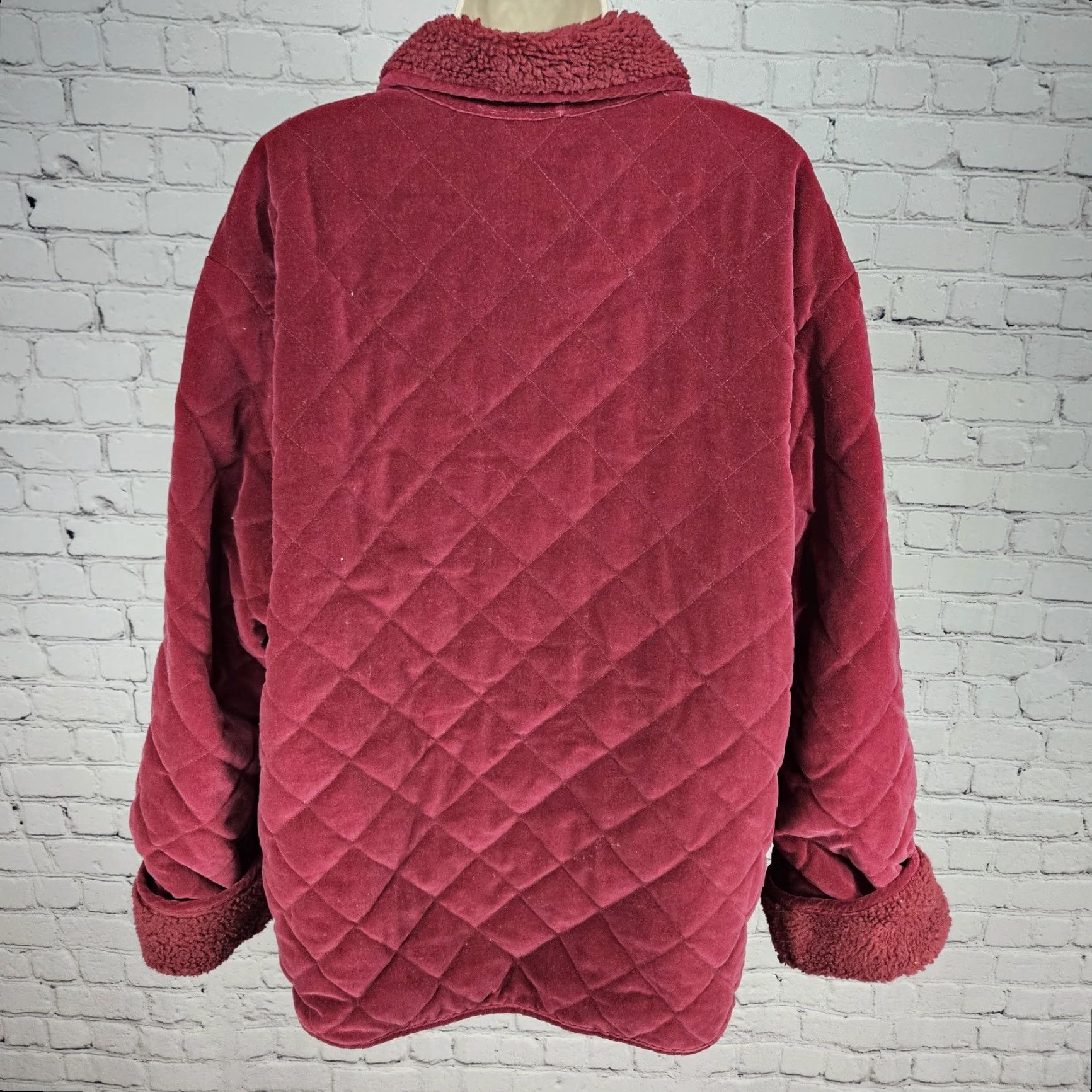 Talbots VINTAGE Talbots Jacket Red Cotton Velour Quilted Lined Buttoned Large Womens M/L Size L / US 10 / IT 46 - 2 Thumbnail