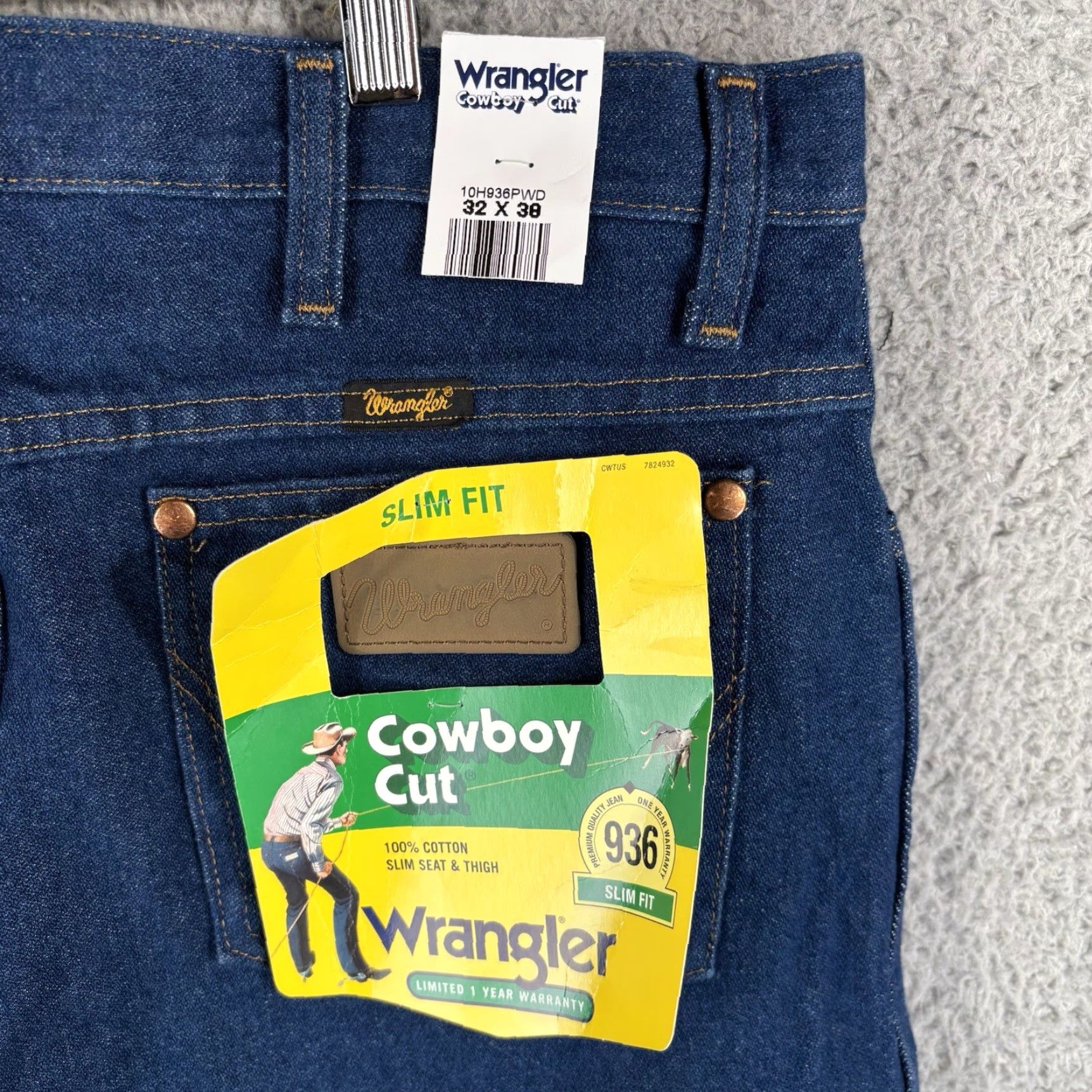 Wrangler Wrangler Cowboy Cut 936 Slim Fit Jeans 32x38 Medium Wash Blue Denim 100% Cotton Mens Regular Y2K Cowboy Cut Slim Fit Straight Jeans Size US 32 / EU 48 - 5 Thumbnail