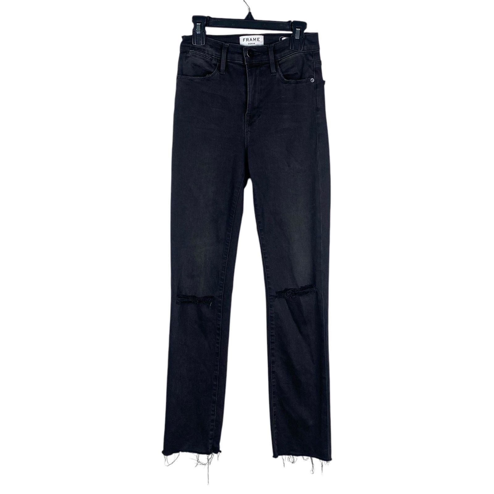 Frame FRAME Denim Le High Straight Molony Black Jeans SZ 25 Size 25" / US 0 / IT 36 - 4 Thumbnail