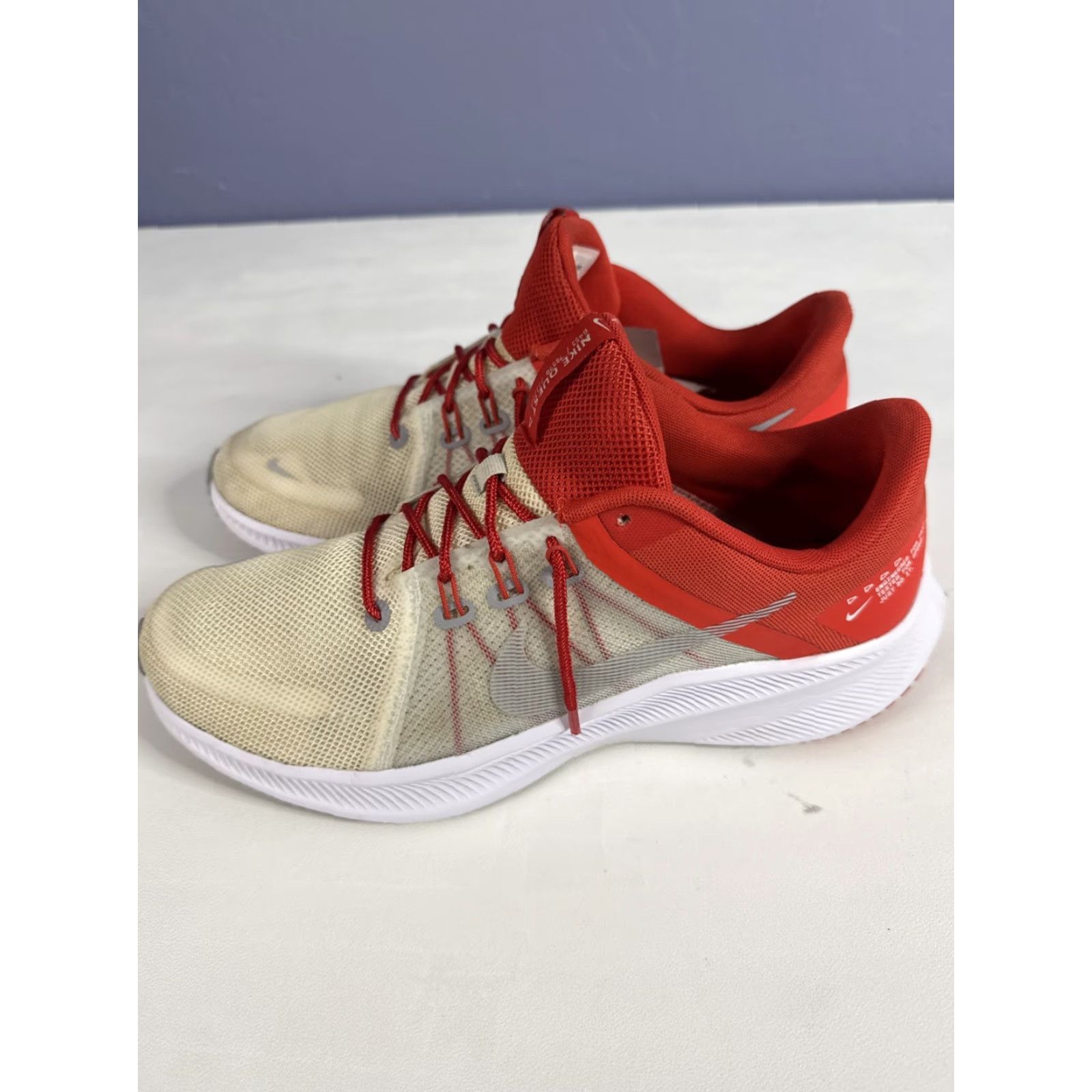 Nike Nike Quest 4 DA1105-100 Low Top Running Sneakers Shoes Mens US Size 10 White Red Size US M / EU 48-50 / 2 - 5 Thumbnail