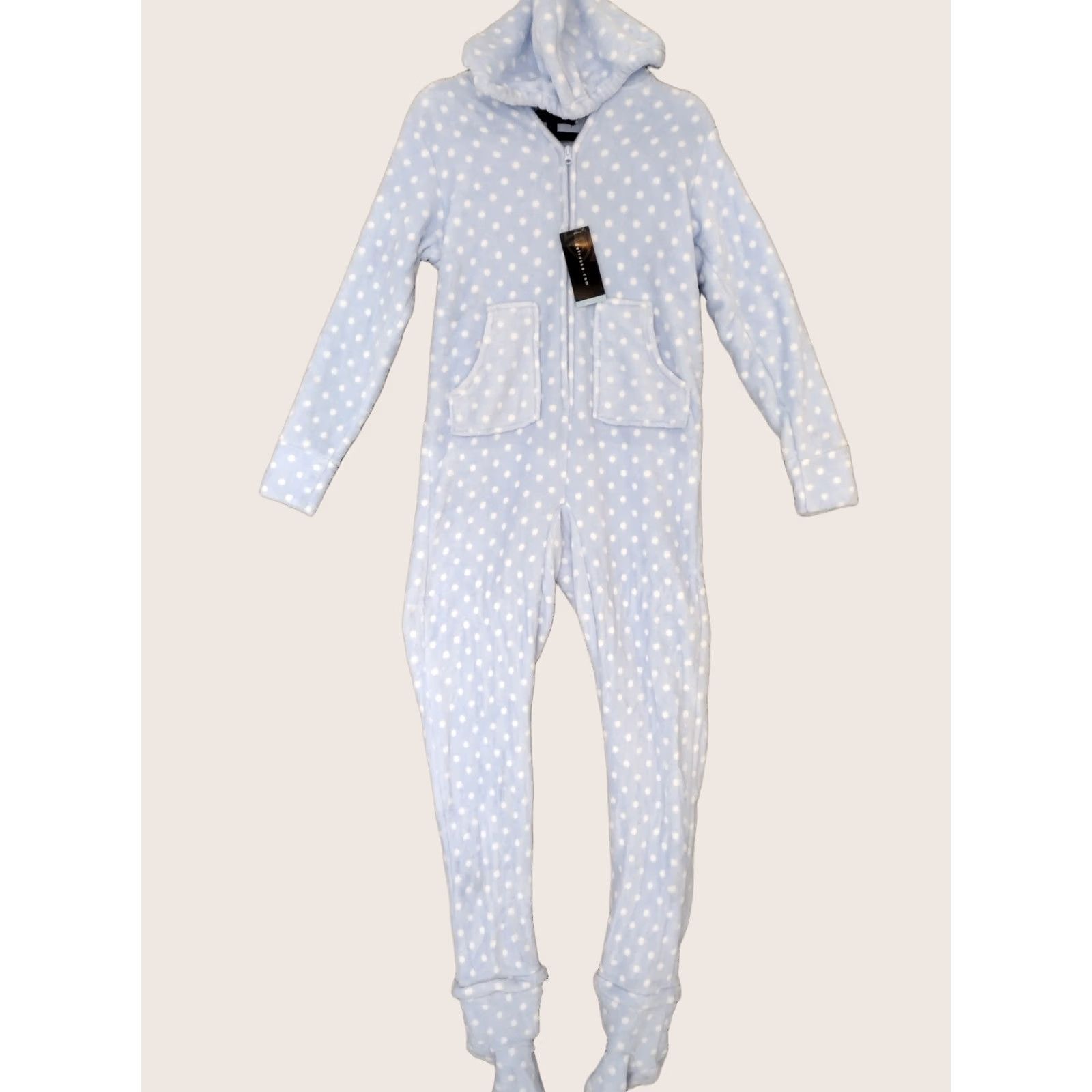 Vintage Alexander Del Rossa Women's Fleece One Zee Hooded Footed Pajamas Blue XS Size ONE SIZE - 1 Thumbnail
