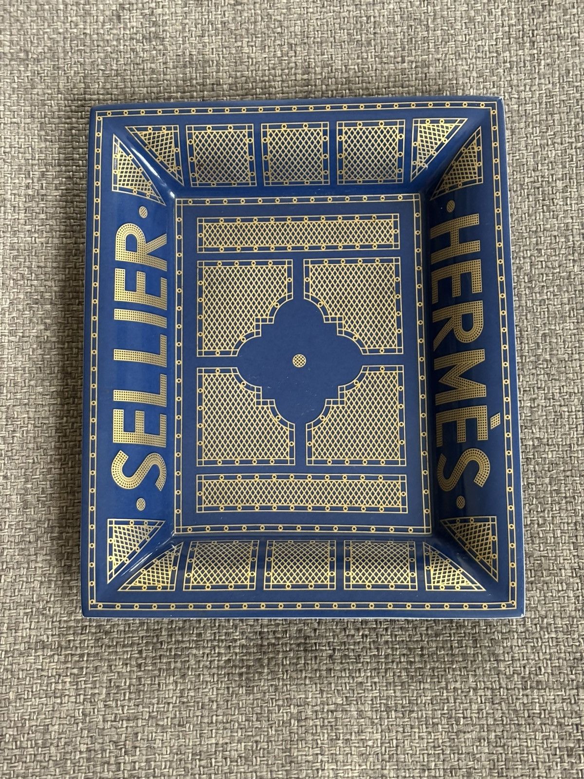 Hermes Hermes Blue & Gold Porcelain Sellier Tray Size ONE SIZE - 4 Thumbnail