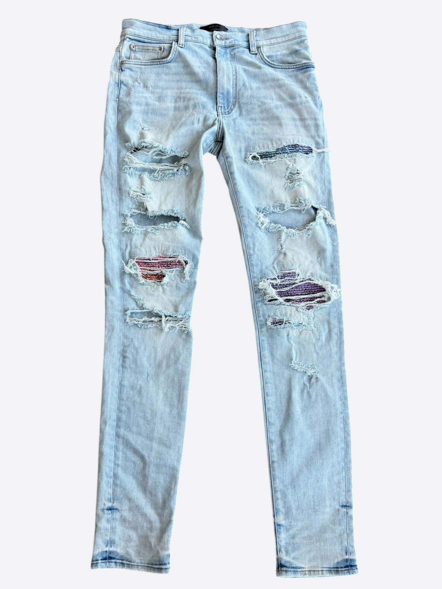 Amiri Amiri Indigo White Patch MX1 Jeans Size 31/34 | Grailed