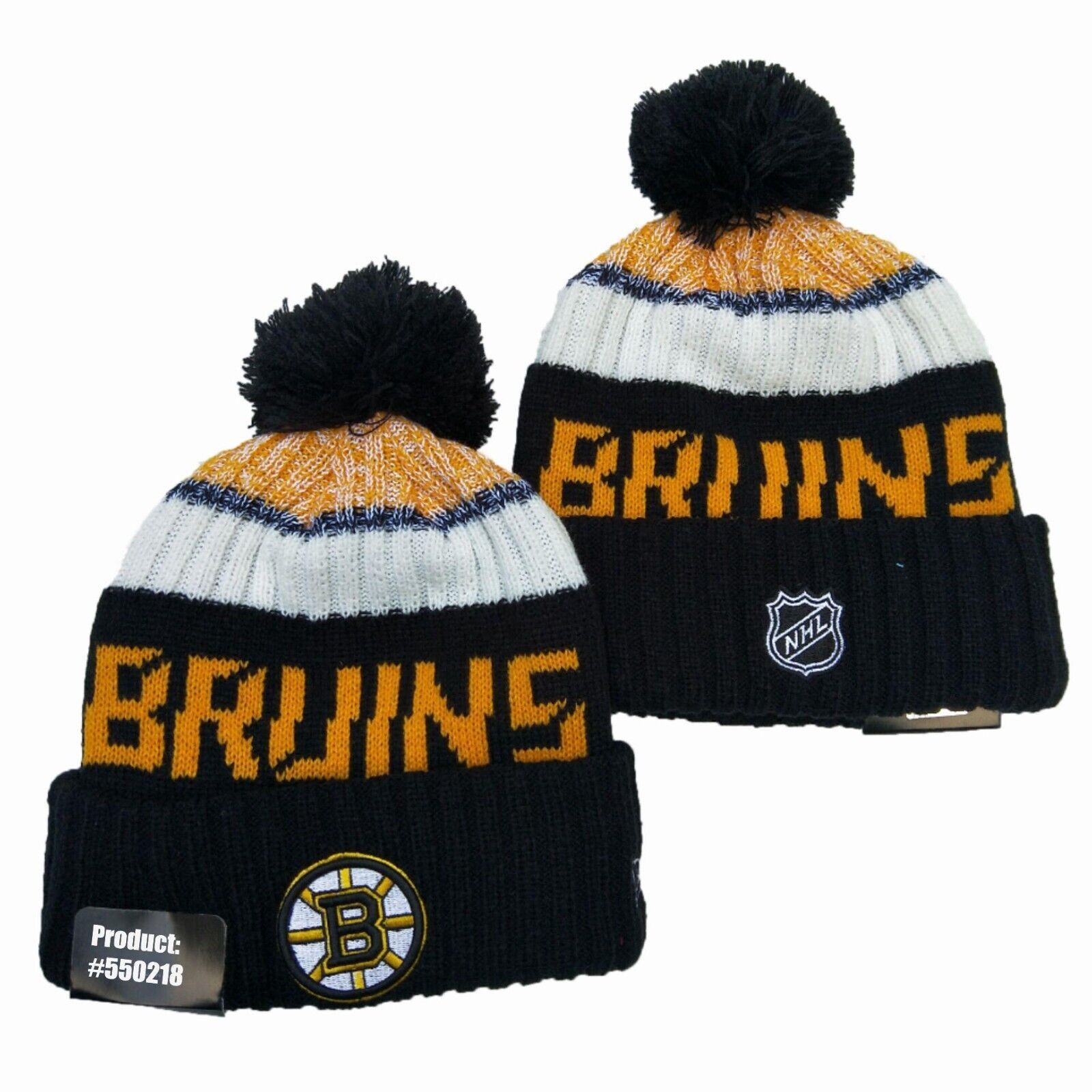Other NWT Boston Bruins Sports Pom Knit Beanie Fleece Lined Size ONE SIZE - 1 Thumbnail