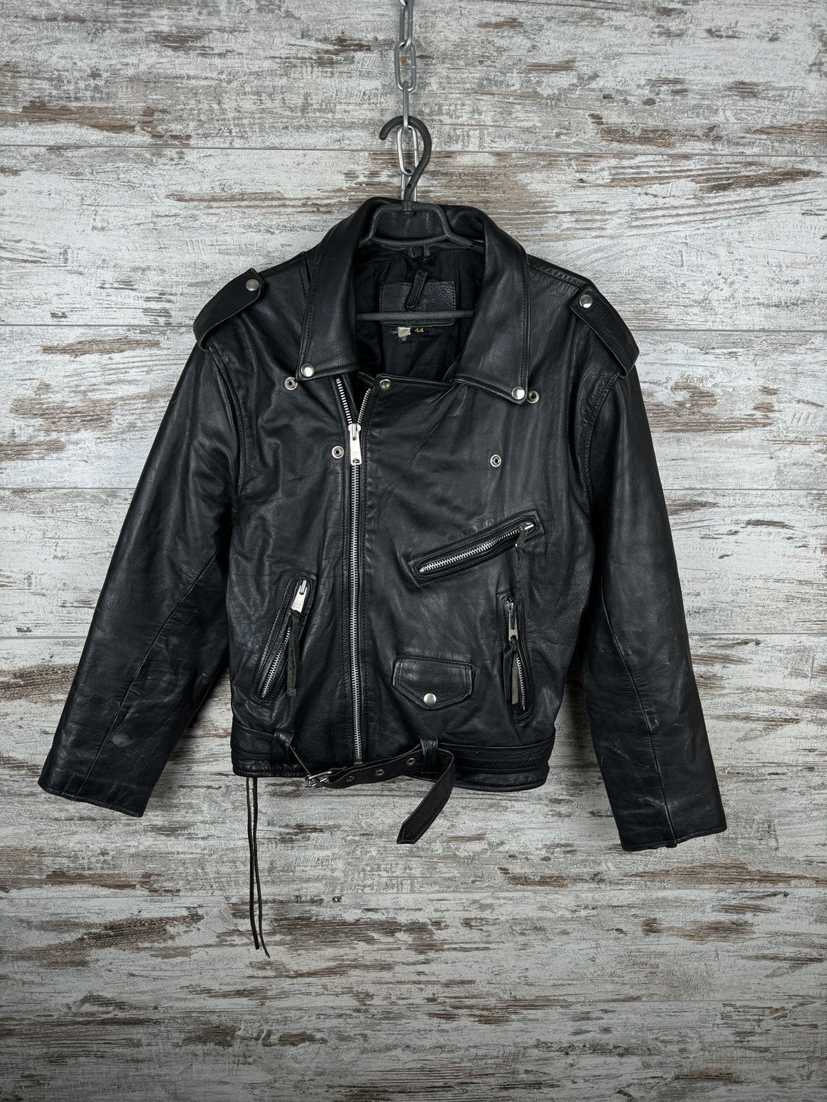 Leather Mens Vintage Leather jacket bombers biker 90s rare y2k Size US S / EU 44-46 / 1 - 1 Thumbnail