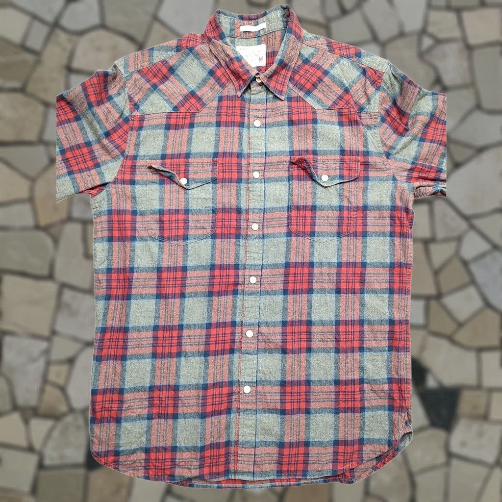 Lucky Brand Lucky Brand Shirt Mens M Red Gray Plaid Long Sleeve Button Up Western Pearl Snap Shirt Size US M / EU 48-50 / 2 - 1 Thumbnail
