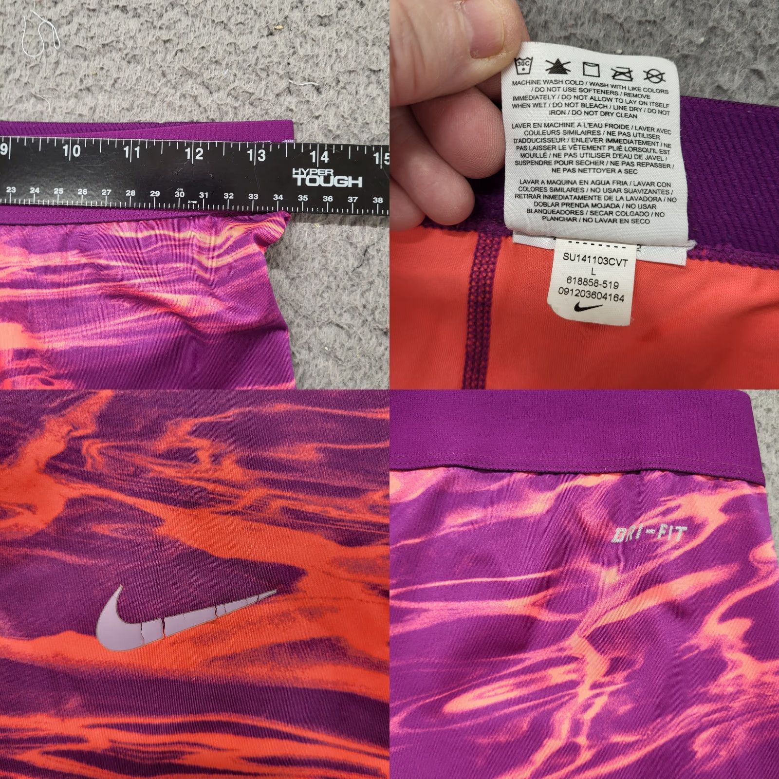 Nike Nike Pro Leggings Women L Cropped Capri Dri-Fit Elastic Waist Yoga Purple Nike Pro Leggings Women L Cropped Capri Purple Elastic Waist Yoga Size 36" / US 14 / IT 50 - 9 Thumbnail
