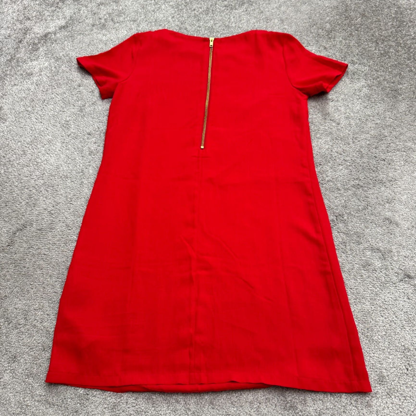 Lulus Lulus Dress Womens S Red Midi Shift Crew Neck Short Sleeve Workwear Classic Officewear Size 28" / US 6 / IT 42 - 2 Thumbnail