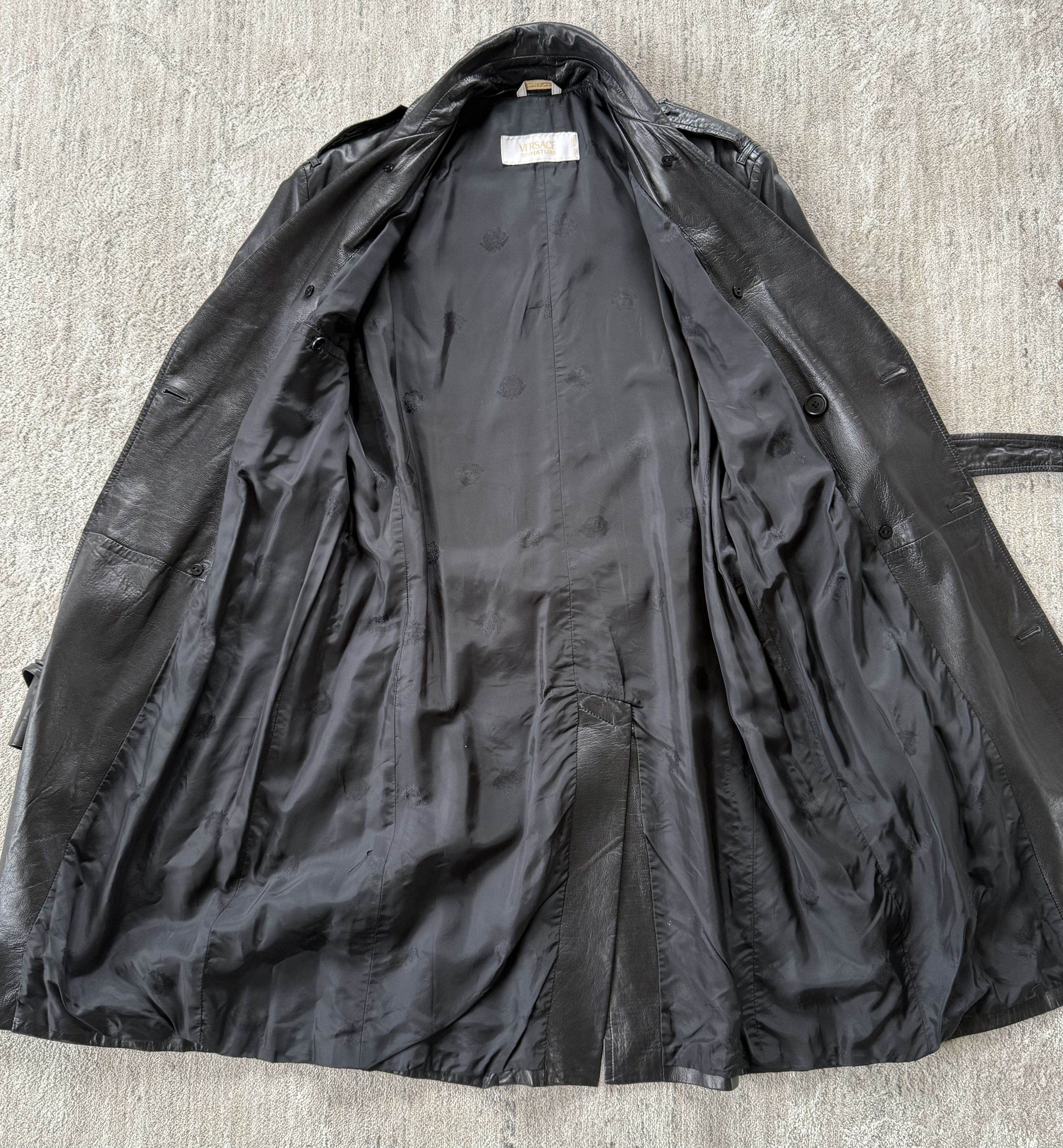 Versace Versace Signature Black Leather Trench Coat Size US L / EU 52-54 / 3 - 7 Thumbnail