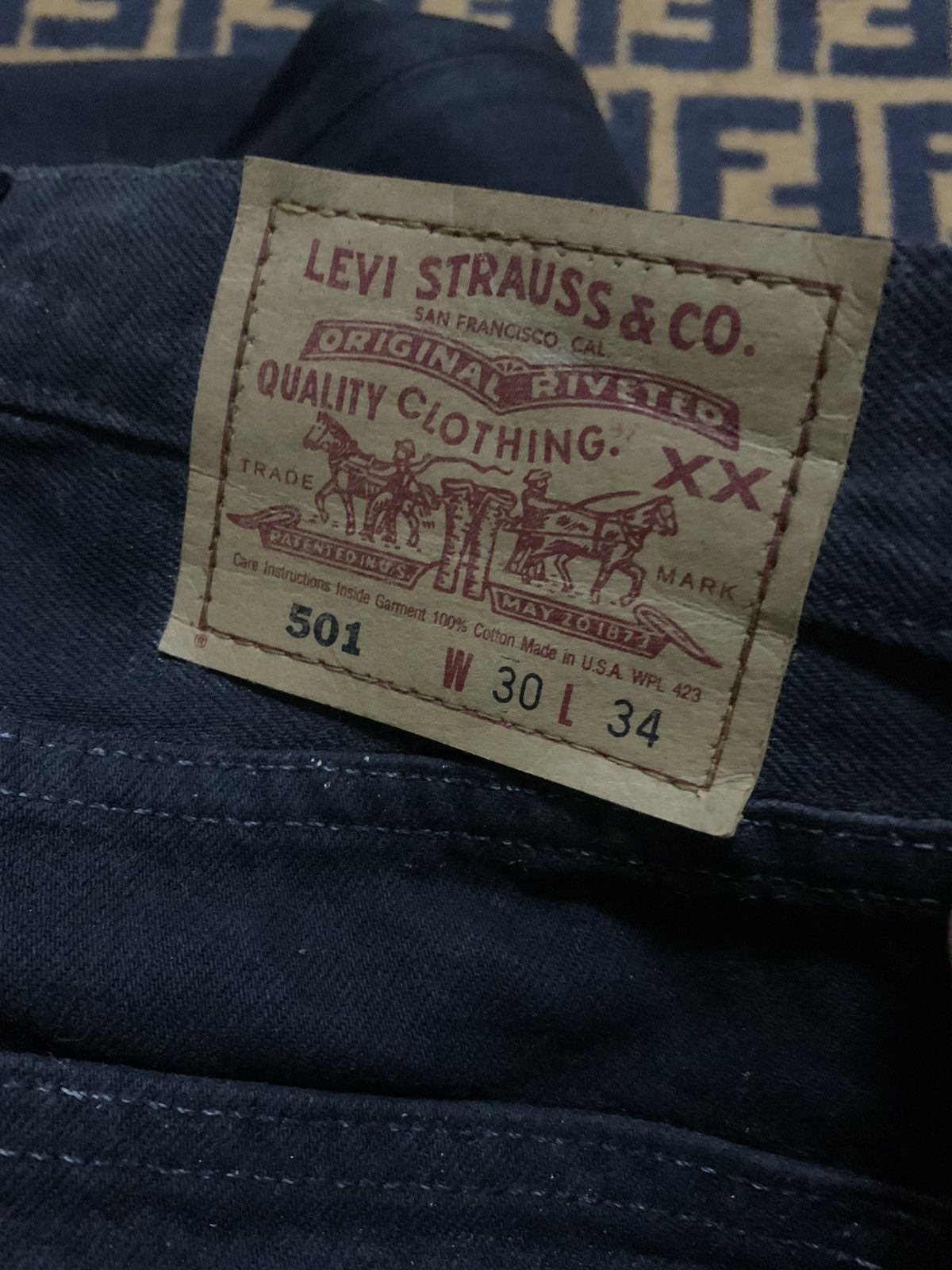 Levi's Vintage Clothing 💥Vintage Levi’s 501 Super Black Waxed Denim Size US 30 / EU 46 - 7 Thumbnail