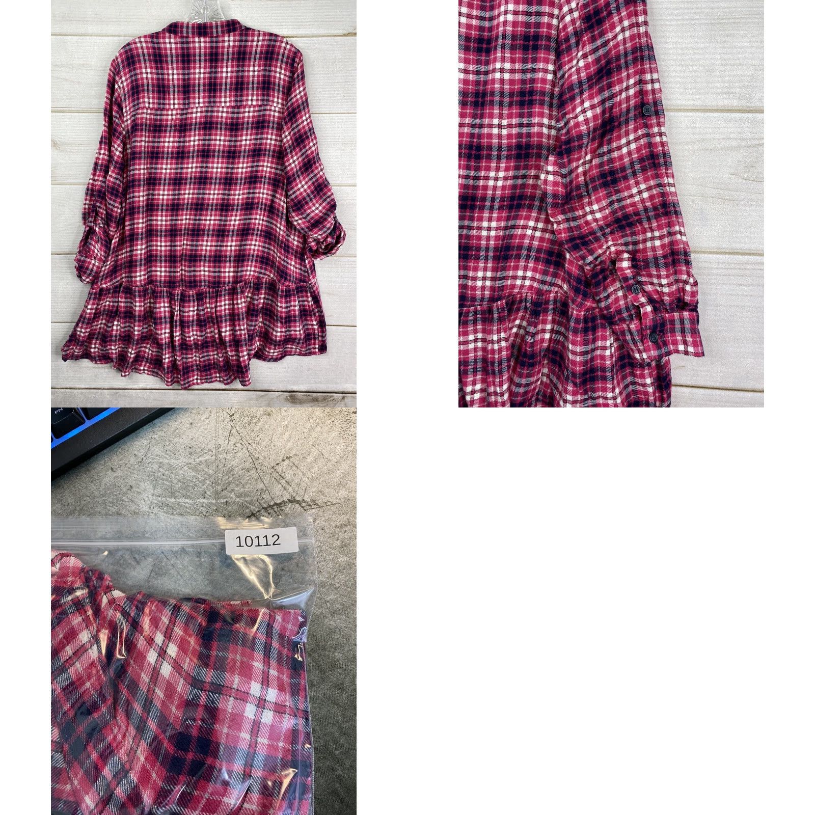 Vintage Lane Bryant Top Womens 14 Pink Plaid Rayon Flannel Button-Up Shirt Long Sleeve Collared Heather Pink Womens 14 Lane Bryant Size XL / US 12-14 / IT 48-50 - 8 Thumbnail