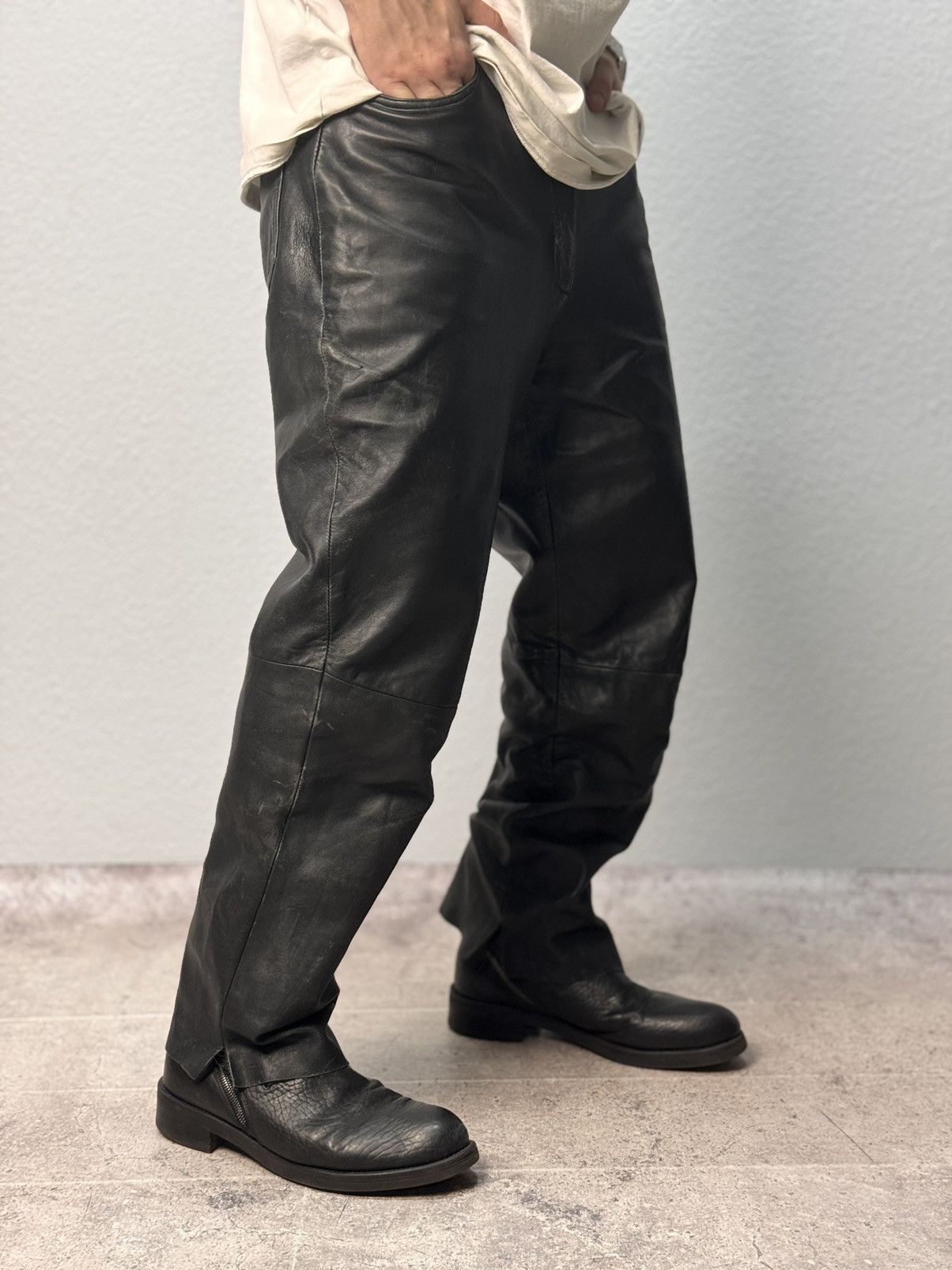 Other leather pants Y2k cowboy opium Rick Owen’s style baggy Size US 32 / EU 48 - 8 Thumbnail