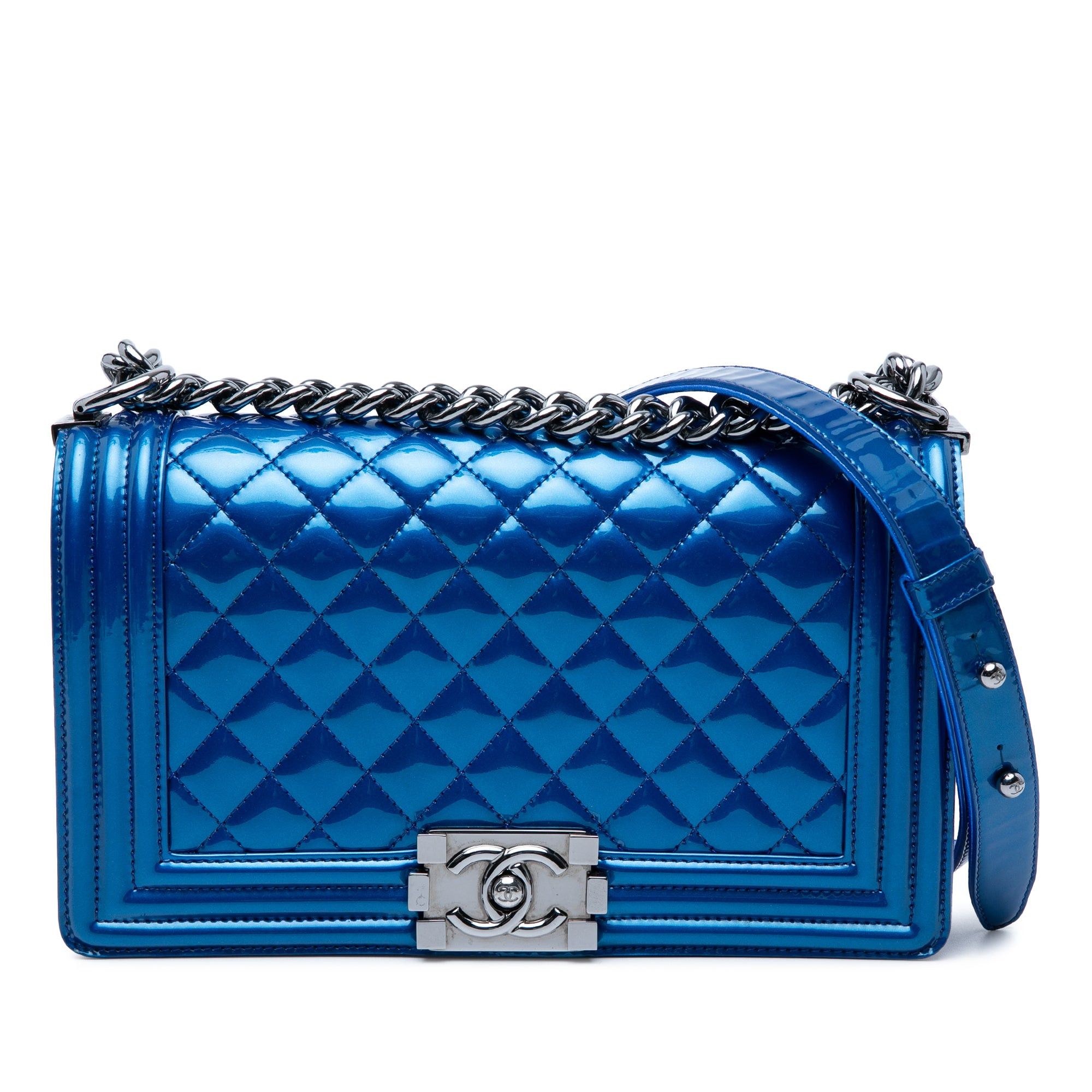 Chanel Old Medium Quilted Metallic Patent Boy Flap Size ONE SIZE - 1 Thumbnail