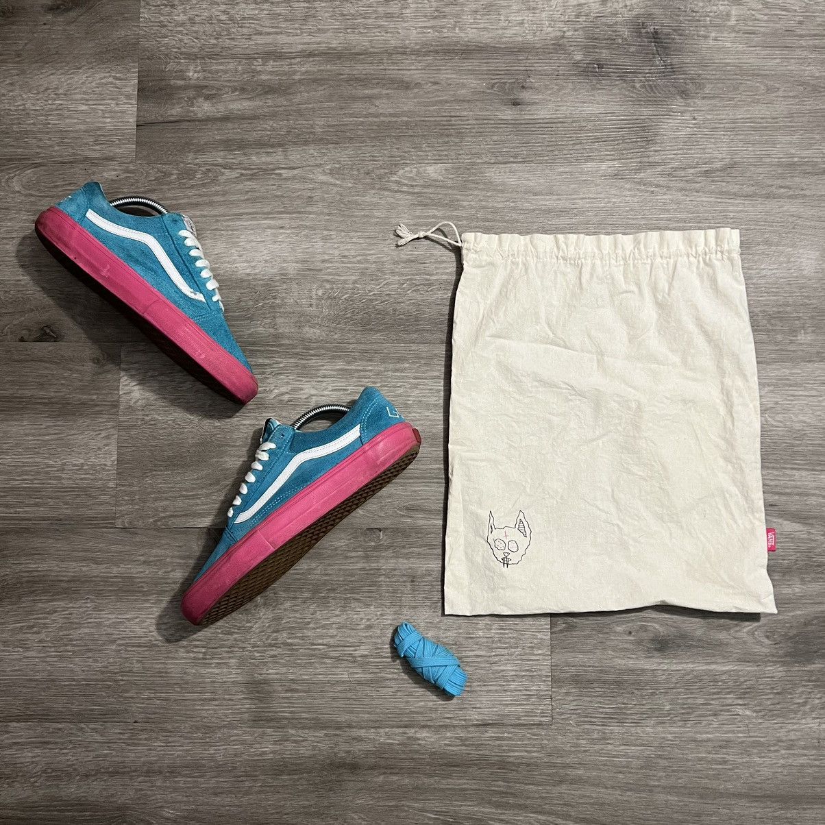 Blue pink fashion vans old skool