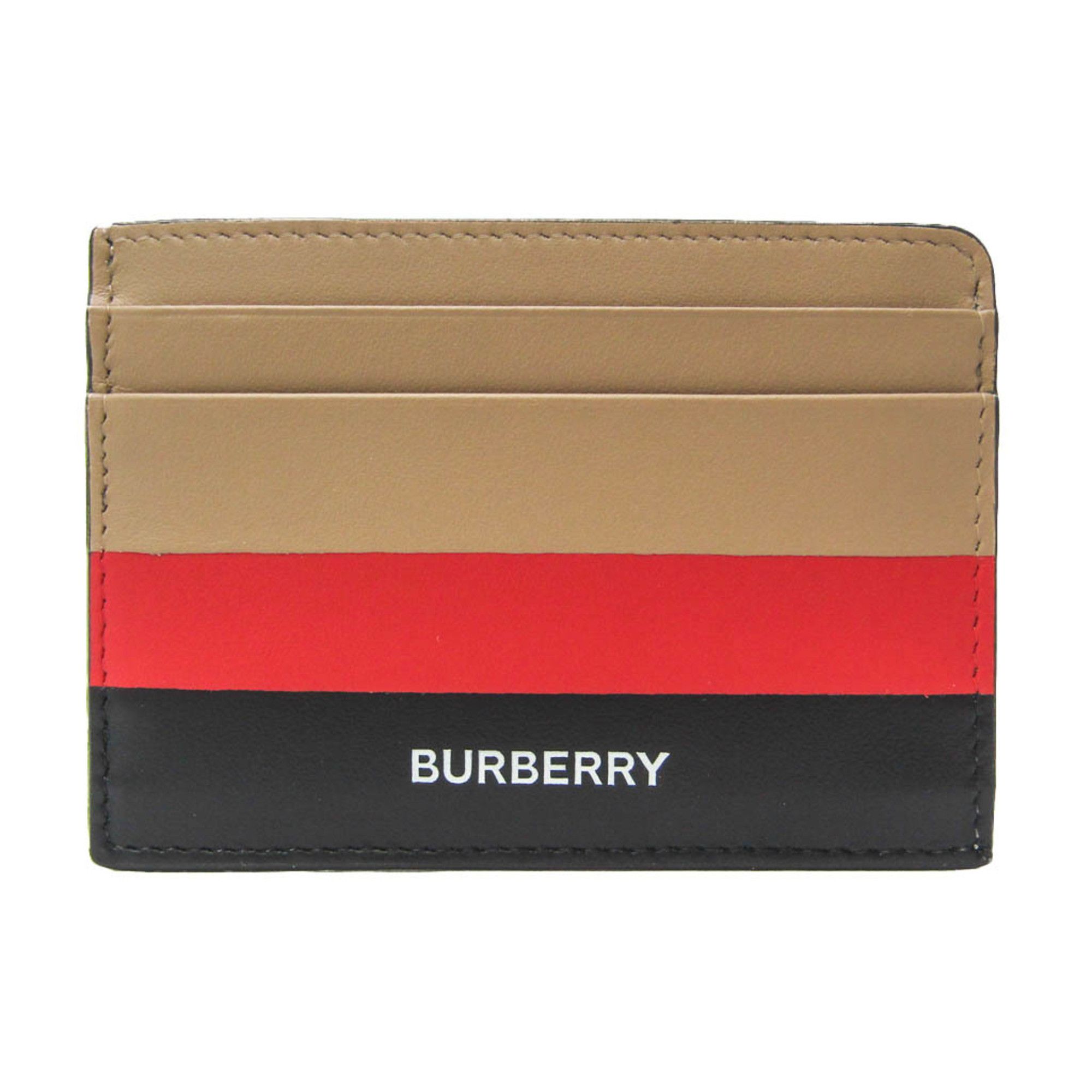 image of Burberry Leather Card Case Beige,black,red Color, Women's