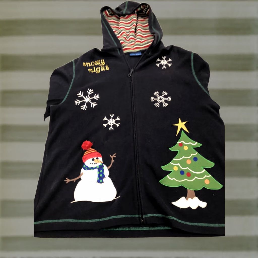 Vintage VINTAGE Karen Scott Christmas Tree Snowman Zip Up Sweater Hoodie XL Blue Women Regular Size Full Zip Holiday Christmas Holiday Size XL / US 12-14 / IT 48-50 - 1 Thumbnail