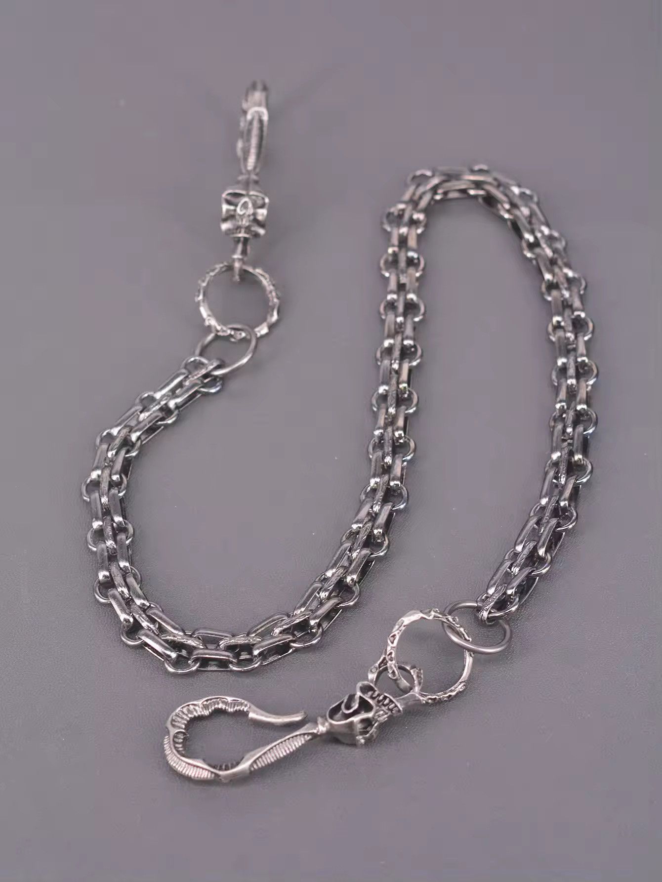Jewelry 24inch length double skull U hook pants chain Size ONE SIZE - 1 Thumbnail