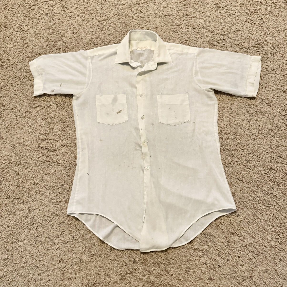 Vintage VINTAGE 60s THIN, DISTRESSED AND PAINT SPLATTER BUTTON UP! Size US L / EU 52-54 / 3 - 1 Thumbnail