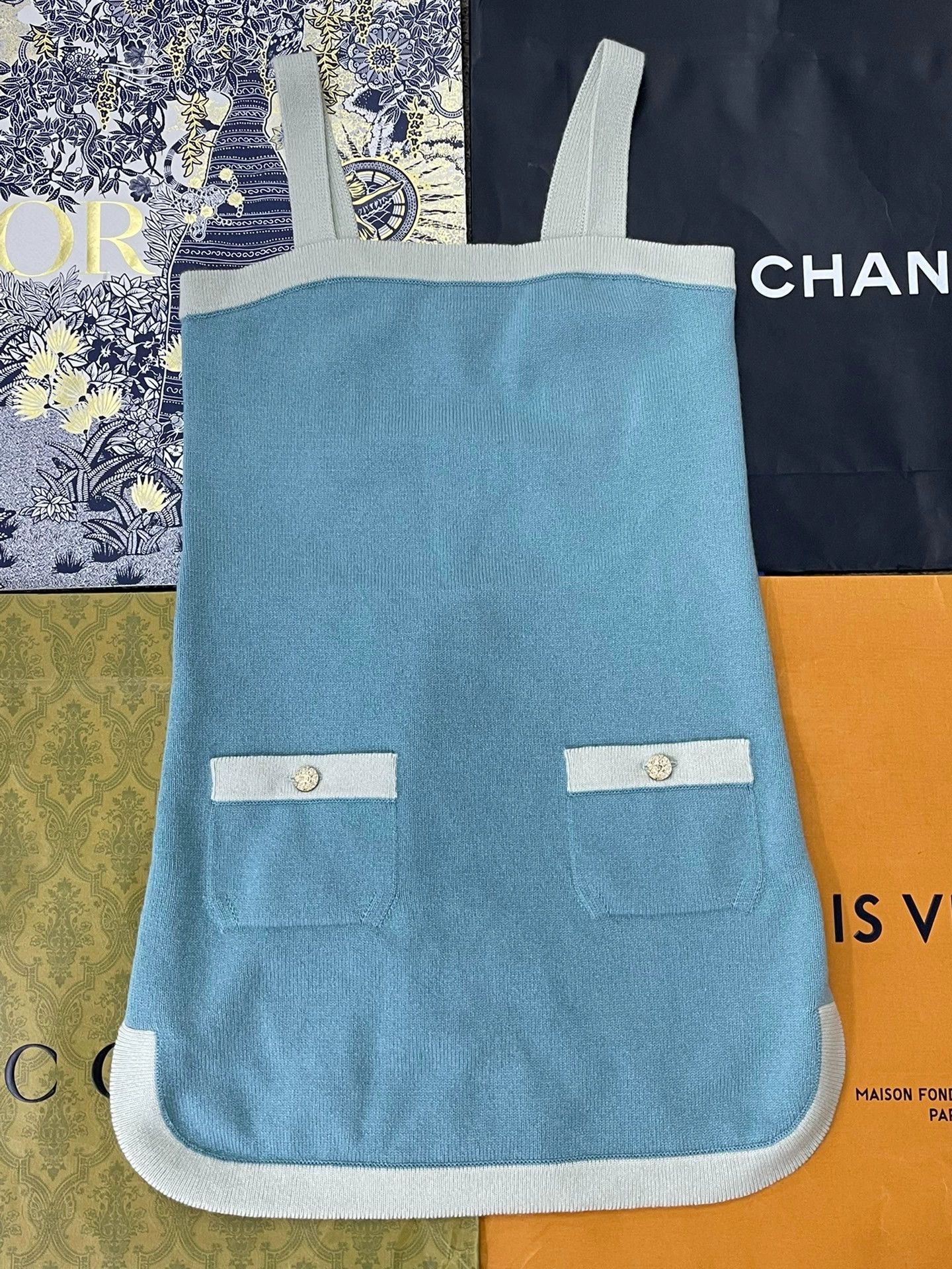 Chanel Chanel 25A Blue Colorblock Sling Dress - dmc Size US M / EU 48-50 / 2 - 1 Thumbnail