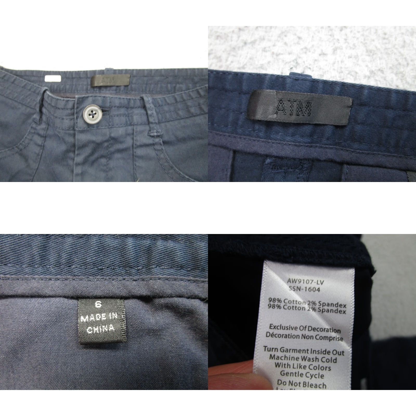 Vintage ATM Pants Womens 6 Navy Blue Utility Trousers Military Chino Tapered Casual Pockets Reg Leg Style Womens Pants Size 28" / US 6 / IT 42 - 8 Thumbnail