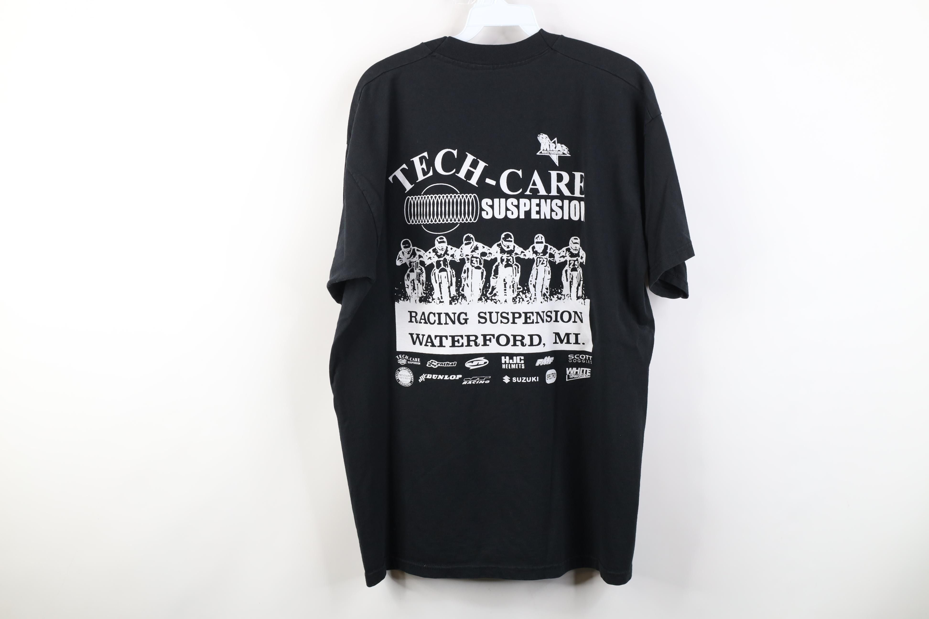 Vintage Vintage 90s Y2K Care Suspension Racing Motorcycle T-Shirt Size US XL / EU 56 / 4 - 15 Thumbnail