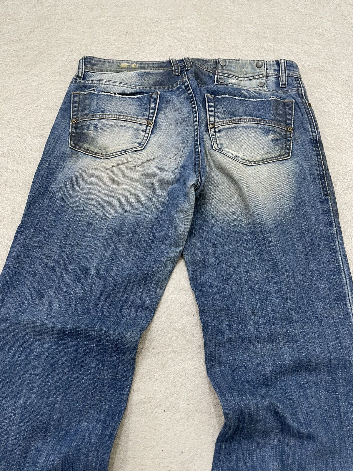 Japanese Brand 2000s Japanese Flare Denim Heavy Fade Distressed Jeans Y2K Size US 33 - 8 Thumbnail