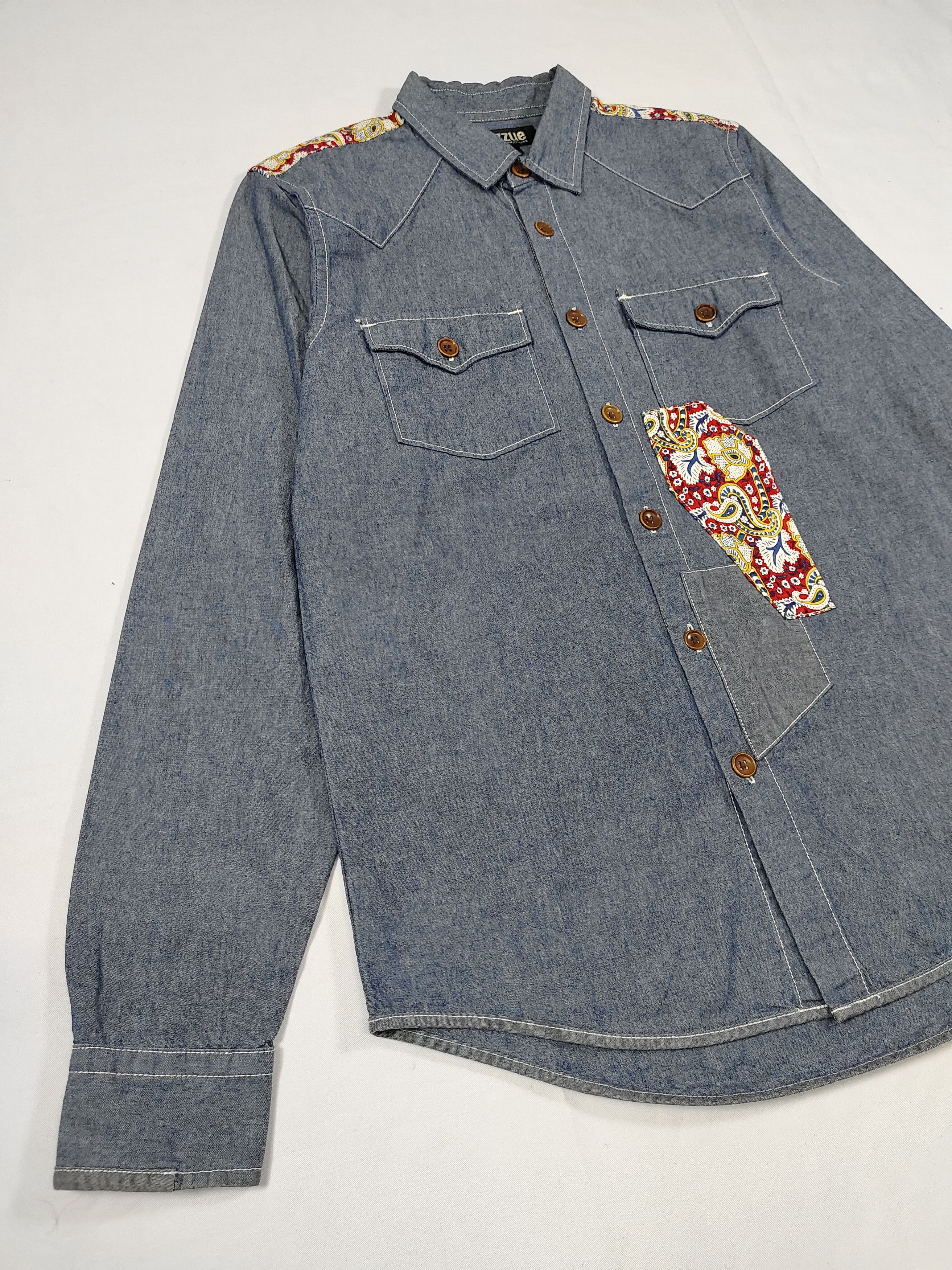 izzue Izzue 🇯🇵 Paisley Pacthwork Yoke Denim Western Shirt Size US S / EU 44-46 / 1 - 4 Thumbnail