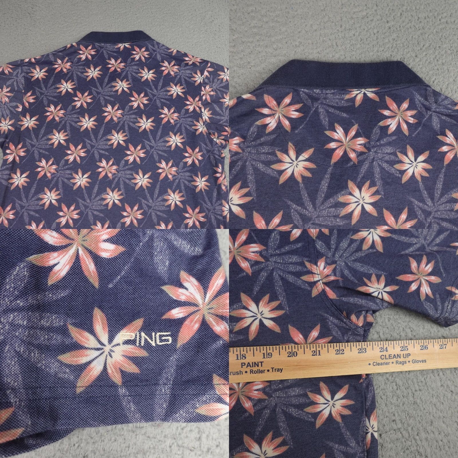 Vintage PING Polo Shirt Mens Large Blue Floral Golf UV Protection Size US L / EU 52-54 / 3 - 8 Thumbnail