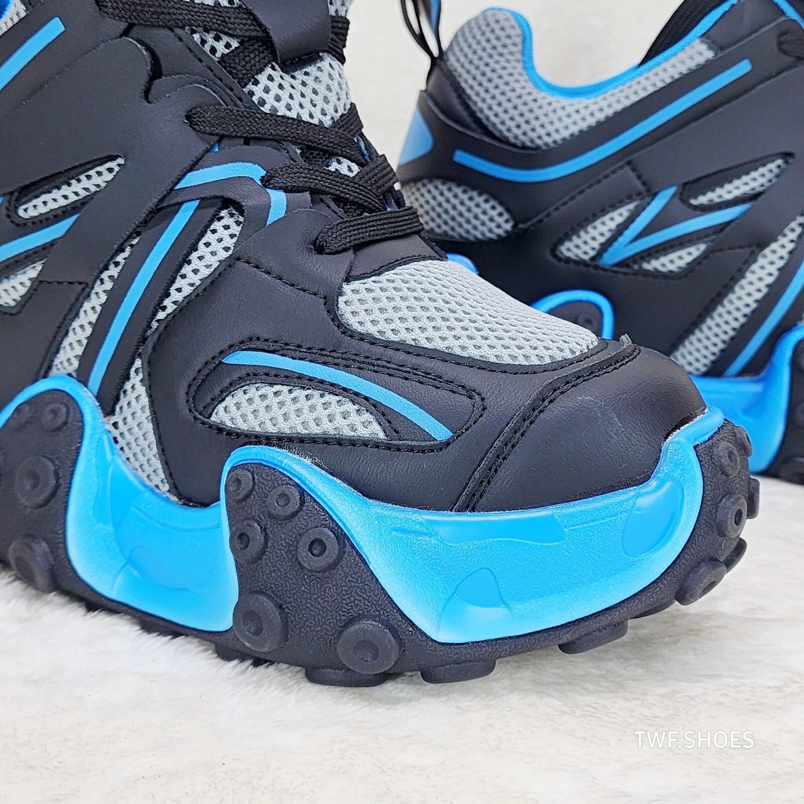 Other Anthony Wang Alien Black & Blue Hidden Wedge Platform Sneake Size US 8.5 / IT 38.5 - 7 Thumbnail