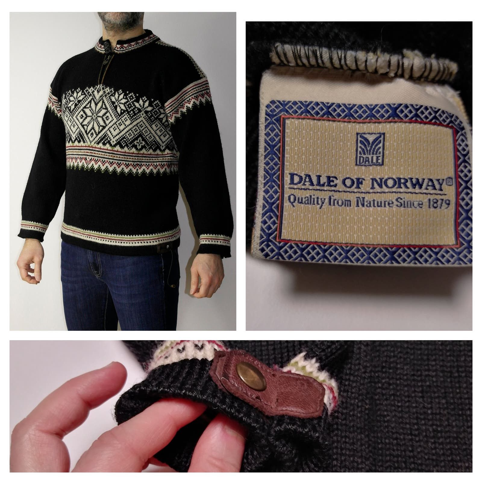 image of Norwegian Dale Of Norway Vintage Folk Wool Sweater in White, Men's (Size Small)