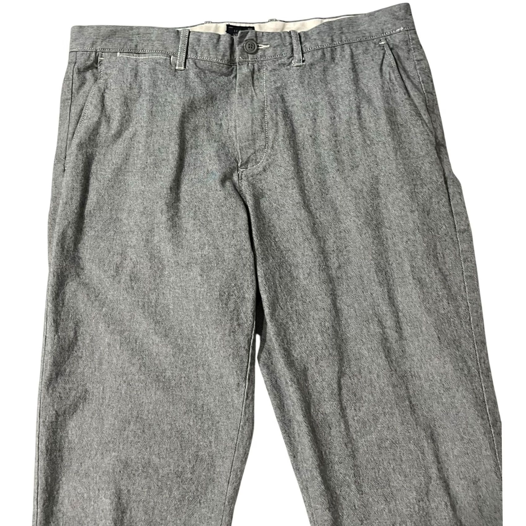 J.Crew J.Crew Pants Men’s 35 Straight Fit Gray Chambray Cotton Stretch Pockets Size US 35 - 3 Thumbnail