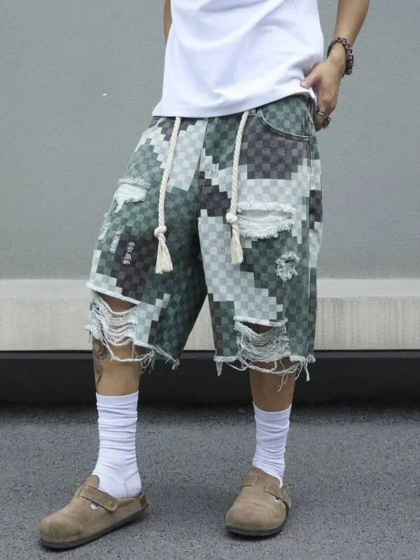 Japanese Brand Hazuki x Yoko Ripped Designer Y2k Shorts Jorts Denim Size US 32 / EU 48 - 3 Thumbnail