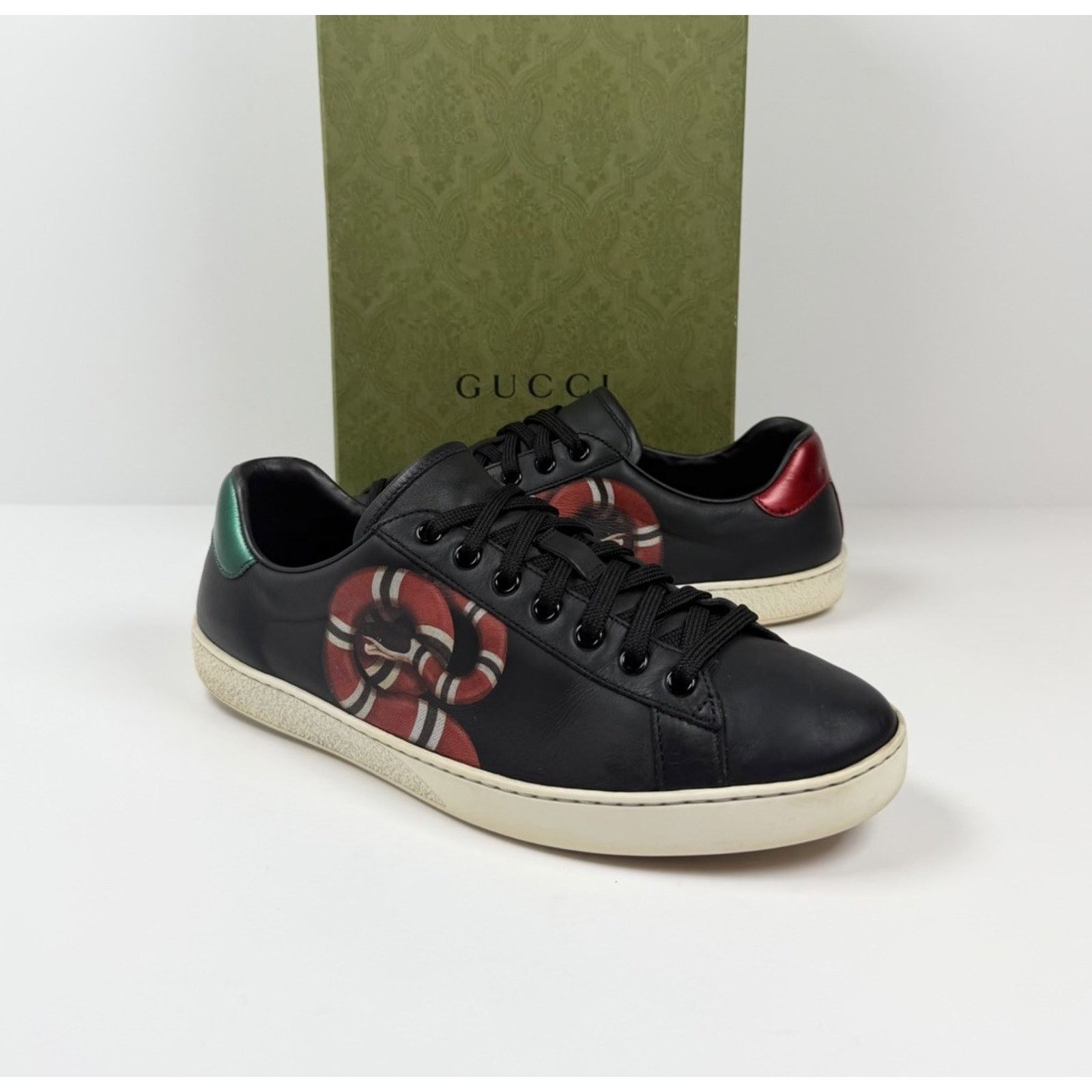 Gucci Size 8US - Gucci Ace Kingsnake Leather Sneakers Size US 8 / EU 41 - 2 Thumbnail