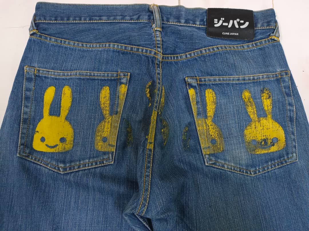 Japanese Brand CUNE Tokyo Japan Bunny Heads Baggy Jeans Size US 32 / EU 48 - 1 Thumbnail