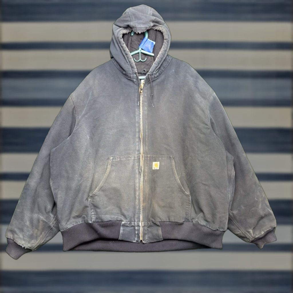 Carhartt VINTAGE Carhartt Jacket Mens 3XL Black J140 Cotton Canvas Hooded Bomber Coat Workwear USA Made Mid-Length Size US XXL / EU 58 / 5 - 1 Thumbnail