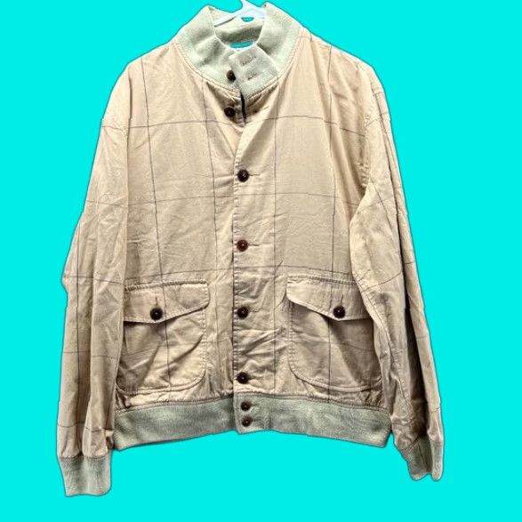Ralph Lauren Ralph Lauren Jacket Mens Large Bomber Lined Beige Khaki Windowpane Vintage A2 Style Size US L / EU 52-54 / 3 - 1 Thumbnail