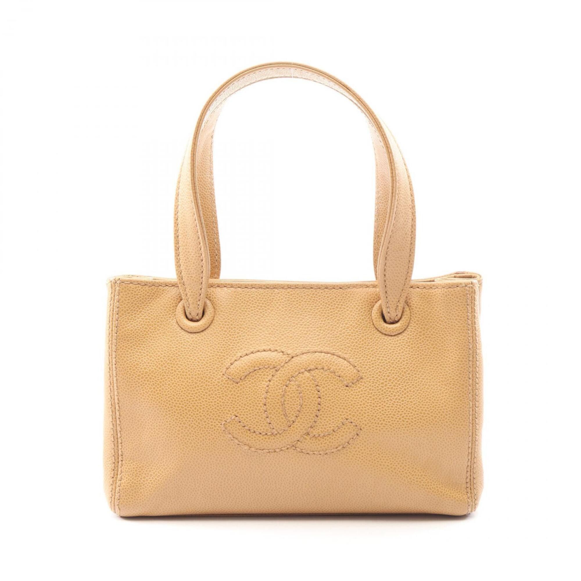 Chanel Chanel Coco Mark Mini Handbag, Calfskin Leather, Women's, Beige Size ONE SIZE - 1 Thumbnail