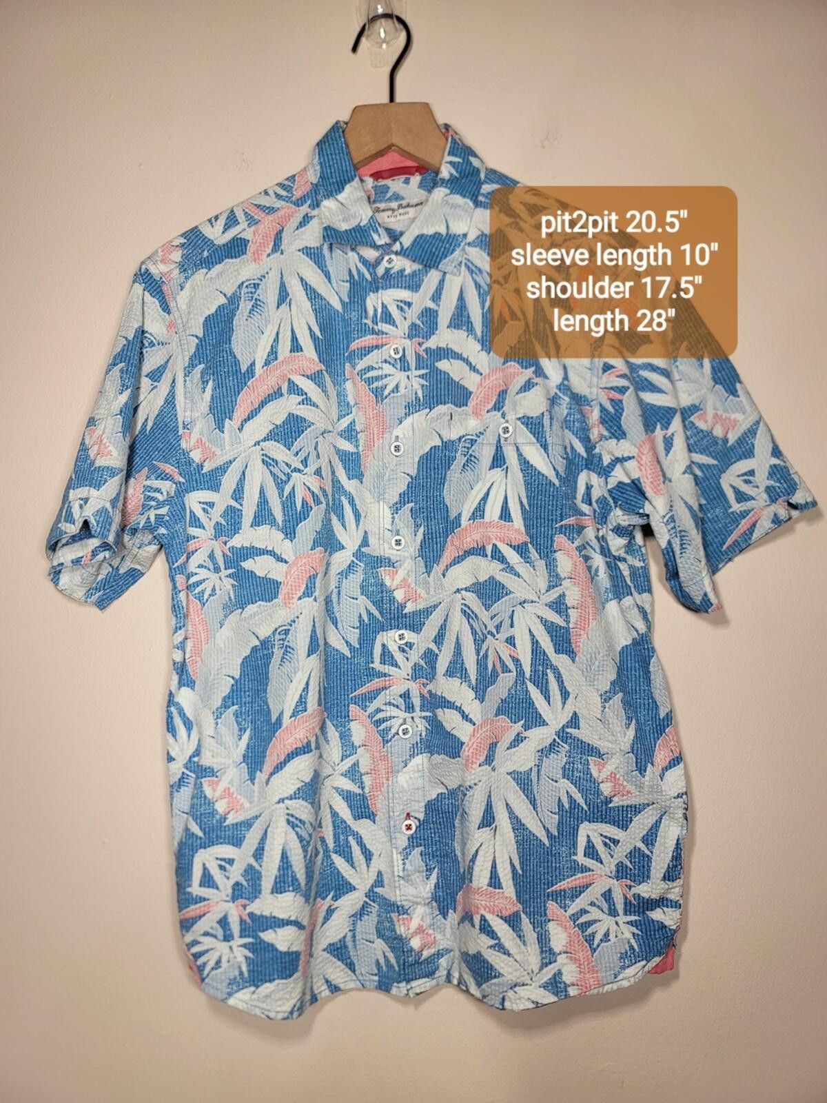 Tommy Bahama Tommy Bahama Nova Wave Seersucker Camp Shirt Coastal Sz M Size US M / EU 48-50 / 2 - 3 Thumbnail