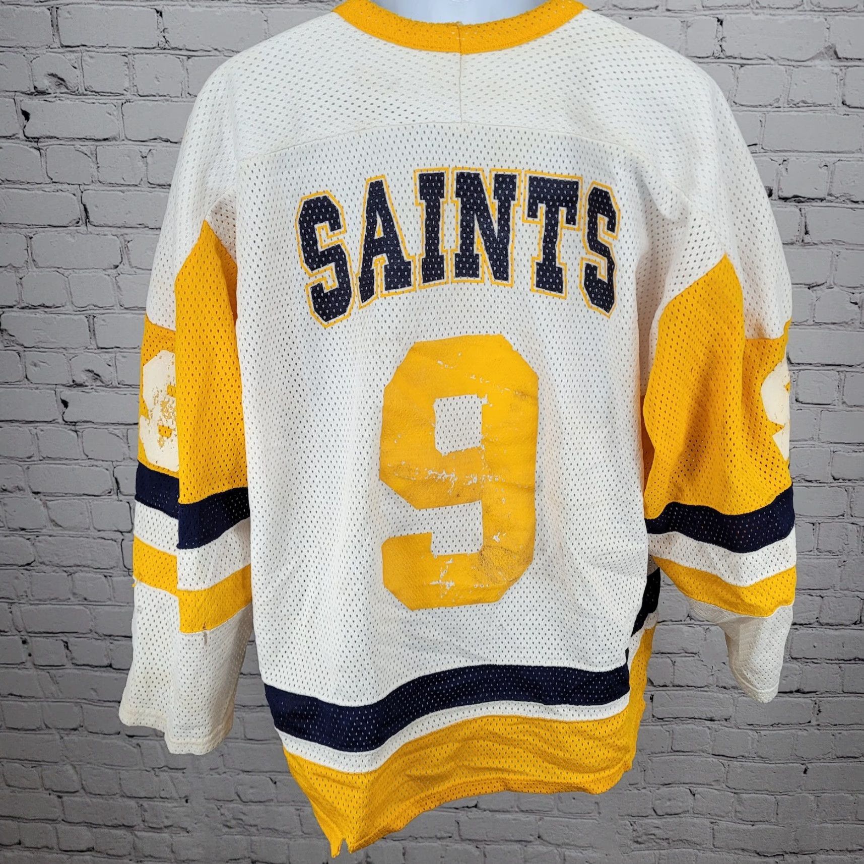 Vintage Oshawa Saints Dwyer #9 White Yellow Navy Long Sleeve Hockey Jersey XXL Size US XXL / EU 58 / 5 - 2 Thumbnail