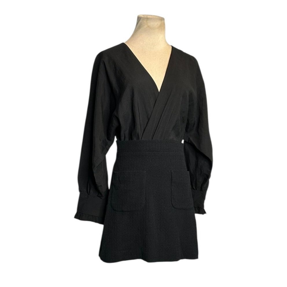 Zara Zara Black Contrasting Tweed Long Sleeve Mini Dress Size S Size S / US 4 / IT 40 - 20 Thumbnail