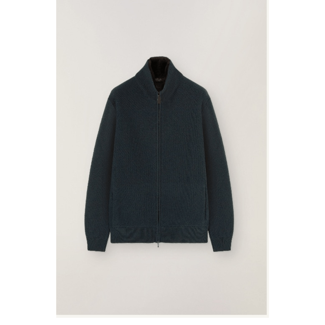 o1srvl11e1224 Cashmere Bomber Jacket in Dark Green