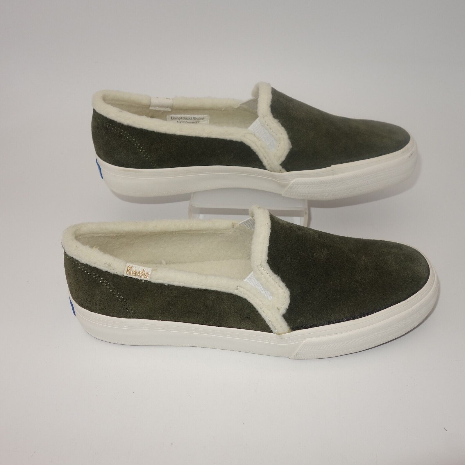 Keds NEW Keds Double Decker Suede Shearling Slip On Forest Olive Size US 5.5 / IT 35.5 - 2 Thumbnail