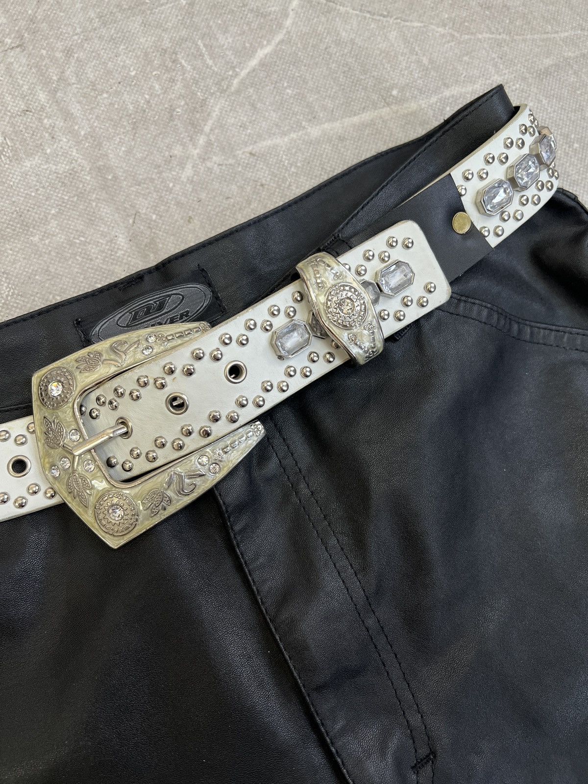 B.B. Simon Hysteric glamour style leather rhinestones leather belt y2k Size ONE SIZE - 2 Thumbnail
