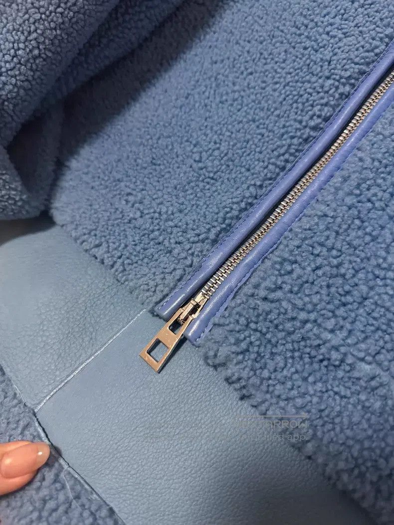 Loewe Loewe Fur and Leather Jacket, Blue Front Short Back Long Size XXS / US 00 / IT 34 - 4 Thumbnail