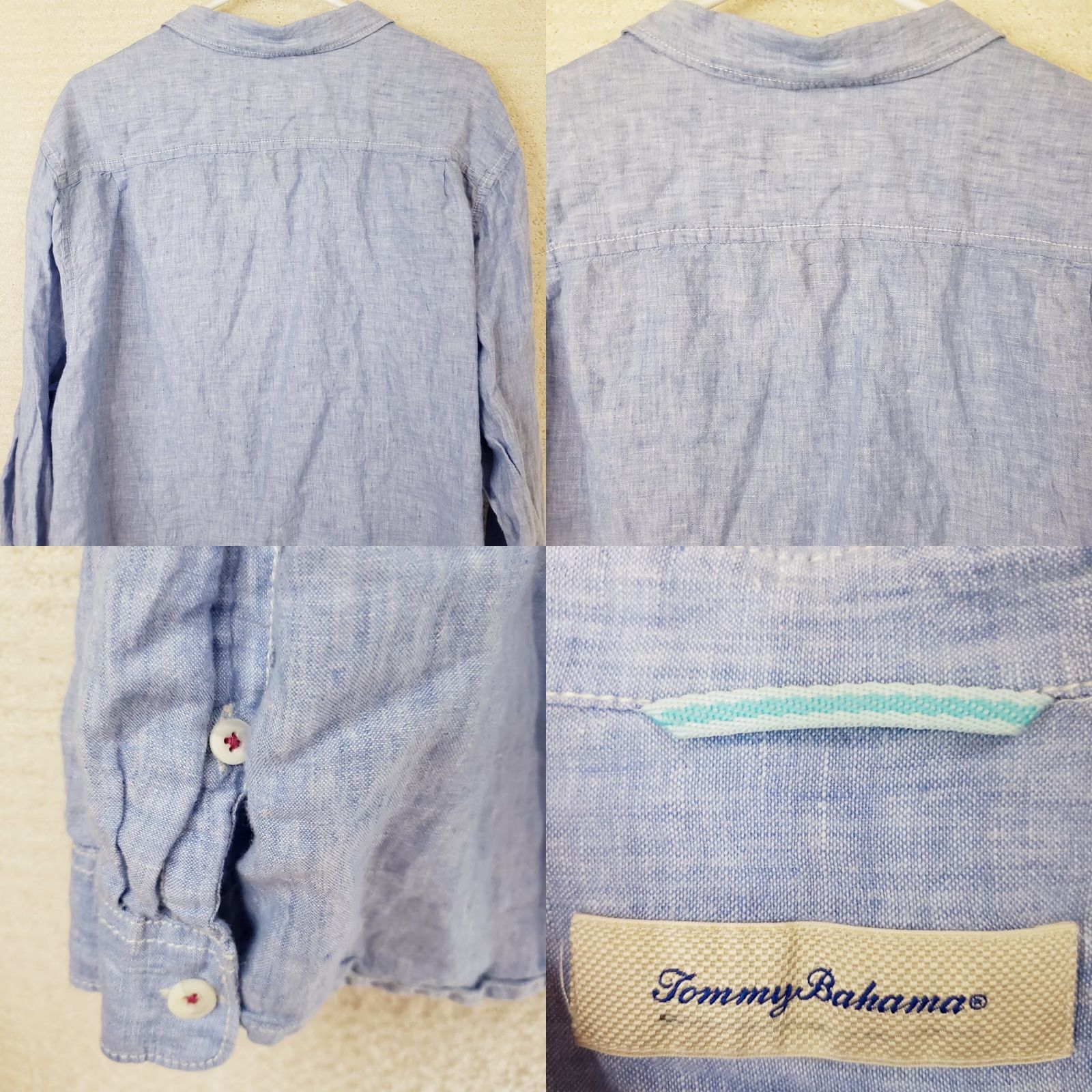 Tommy Bahama VINTAGE Tommy Bahama Shirt 2XL Men's Blue Linen Long Sleeve Button-Up Collared Casual Travel Party Wedding Size US XXL / EU 58 / 5 - 8 Thumbnail