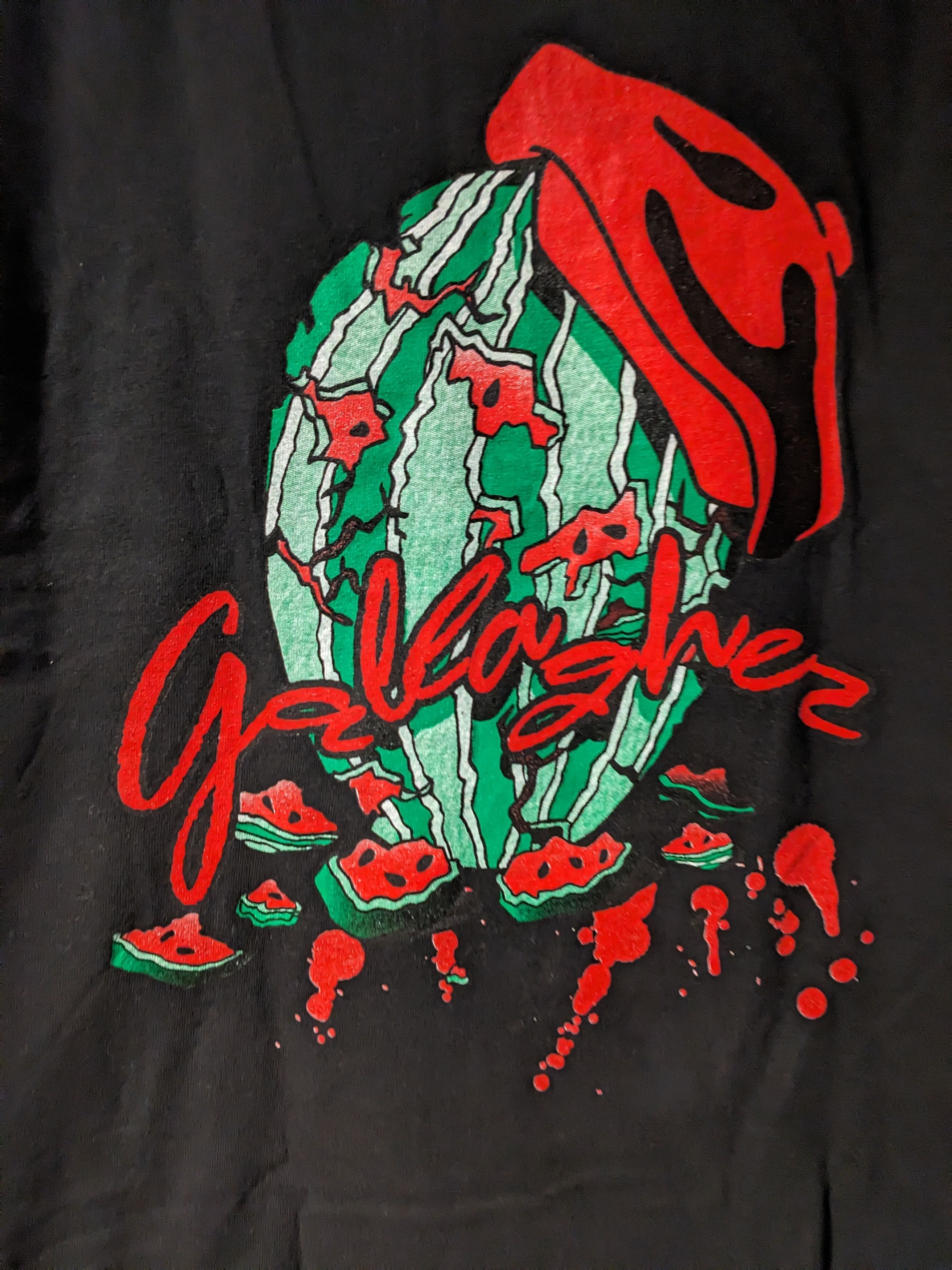 Hanes Vintage 90s Gallagher Sledge matic Front Watermelon T-Shirt Size US L / EU 52-54 / 3 - 5 Thumbnail