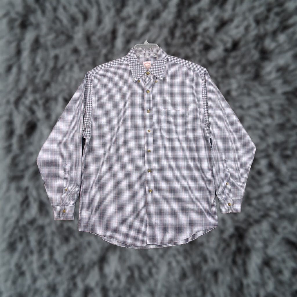 Brooks Brothers Brooks Brothers Shirt Mens Large Blue Red Check Non-Iron Cotton Long Sleeve Size US L / EU 52-54 / 3 - 1 Thumbnail